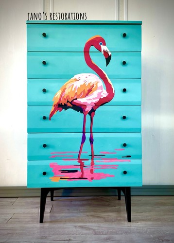 Hand painted teal pink - hand,