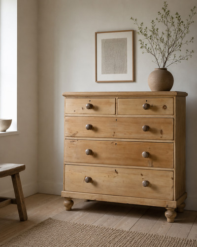 Victorian stripped pine chest - victorian,