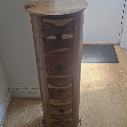 Tall round wooden chest - tall,