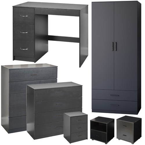 Black wooden bedroom furniture - black,