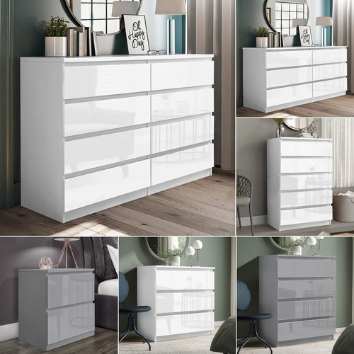 High gloss chest drawers - high,