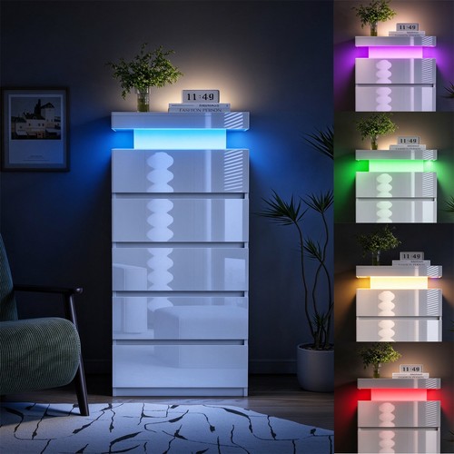 High gloss chest drawers - high, of