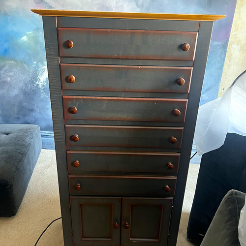 Tall painted wood chest - chest, of